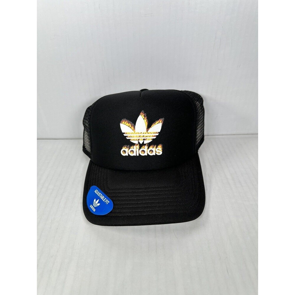 Adidas Trefoil Fire Foam Trucker Hat Cap Snapback Adjustable Black Sportswear